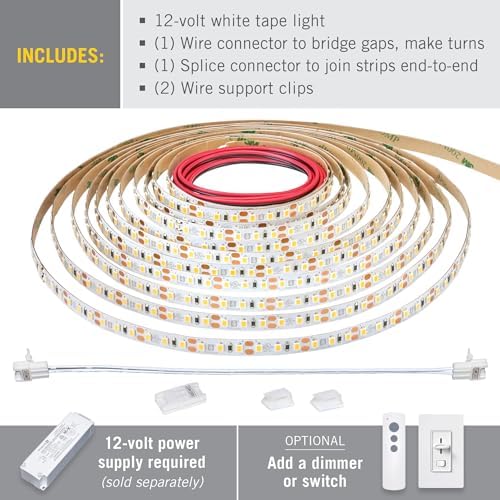 Armacost Lighting RibbonFlex Pro 12V White LED Strip Lights 120 LED/m, 5000K, 32.8 ft, 163250