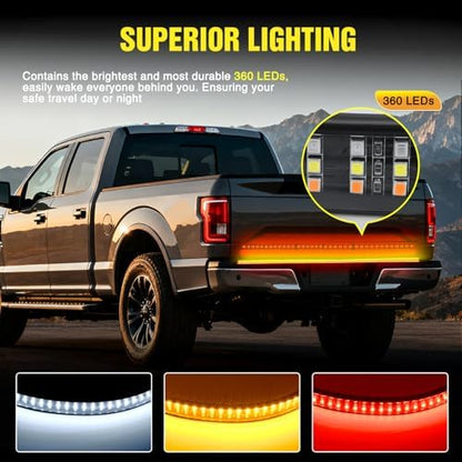Nilight Truck Tailgate Light Strip 48" Triple Row 360 LED Running Light Bar