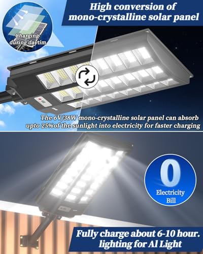 Ofuray Solar Street Lights Outdoor,Of-12000W Commercial Parking Lot Light