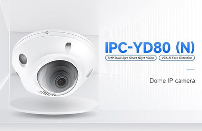 Marquis 4K 8MP PoE IP Vandal Dome PoE IP Camera Outdoor, 2.8mm Wide Angle 105° Fov, 98ft Night Vision, H.265, Compatible with NVR, Blue Iris Through ONVlF Protocol