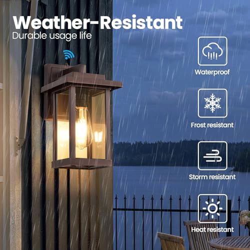 2 Pack Dusk to Dawn Brown Exterior Light Fixture Outdoor Wall Light