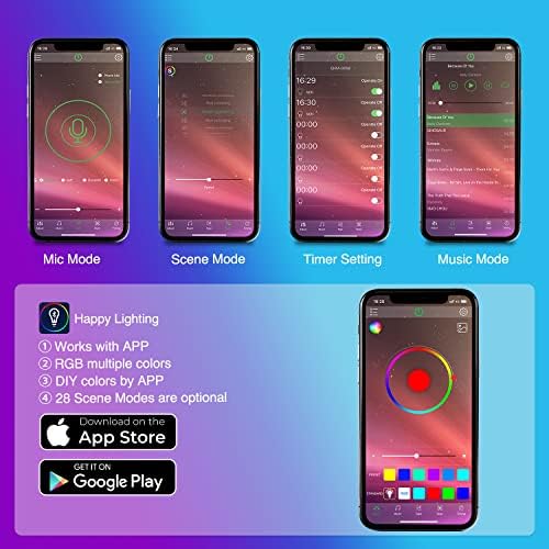 Nilight 4PCS USB Car Interior Lights RGB App and Button Control | 5V DC Multi Color Music Car Neon Accent Light Strips Under Dash Lighting Kit with Sound Active Function