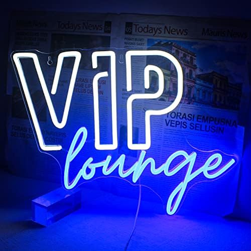 Horseneon VIP Lounge Neon Signs for Wall Decor, VIP Neon Lights Signs for Room Decor, Led Light Up Sign with USB Powered for Bar, Hotel, Cafe, VIP Room, Home Decoration (Blue&White)
