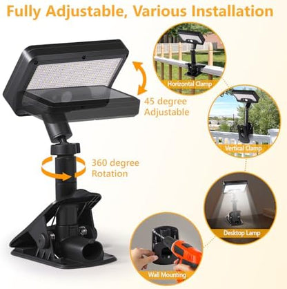 Clip On Solar Motion Lights Outdoor,360°Rotatable Fence Lights(4Pack,6000K)