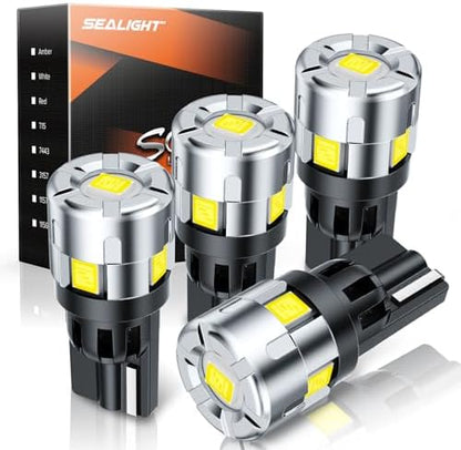 SEALIGHT 194 Led Bulb 600% Brightness 168 T10 Led License Plate Light 6500k Super Bright Replacement Bulbs For Trunk, License Plate Dome Map Door Courtesy Light (Pack Of 4)
