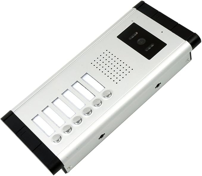 6 Units Apartment Video Intercom System, 7 inch Monitor Wired Video Door Phone Kit, Indoor Outdoor Video Doorbell, ID Keyfobs Unlock, 2 Way Audio, 6-Screen for Home Apartment
