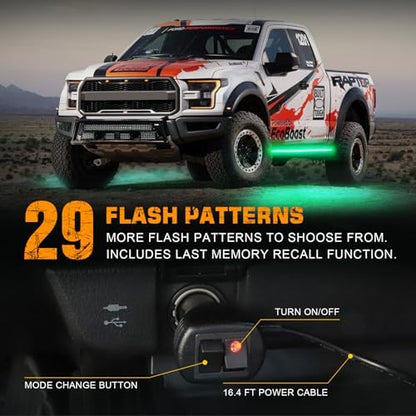 XRIDONSEN 2PCS 60 inch Running Board Strobe Lights Green Emergency Lights