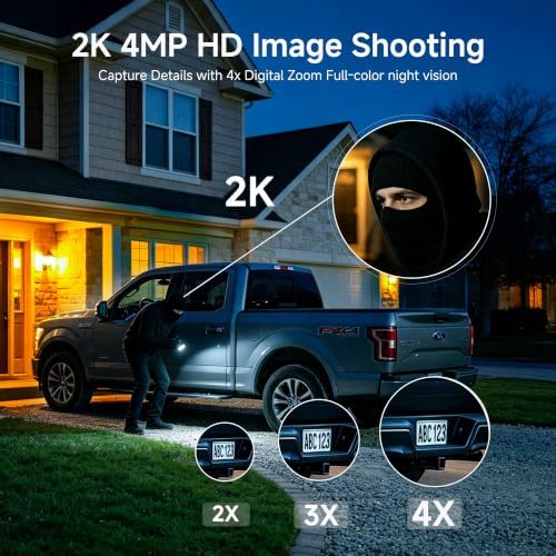 Noorio Solar Camera Outdoor Wireless, 2K 4MP Color Night Vision 2-Way Audio