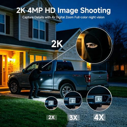 Noorio Solar Camera Outdoor Wireless, 2K 4MP Color Night Vision 2-Way Audio