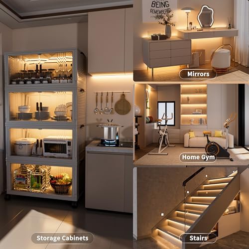 MIWISE COB LED Strip Light 32.8ft/10m,CRI 90+ Warm White 3000K High Lumen Dimmable Super Bright Flexible DC24V LED Tape Light with Controller/Dimmer,for Cabinet Home Office DIY Lighting Projects