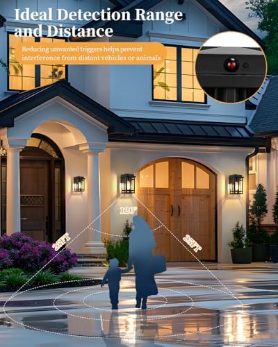 Motion Sensor Outdoor Wall Light Fixtures, 2 Packs, Black