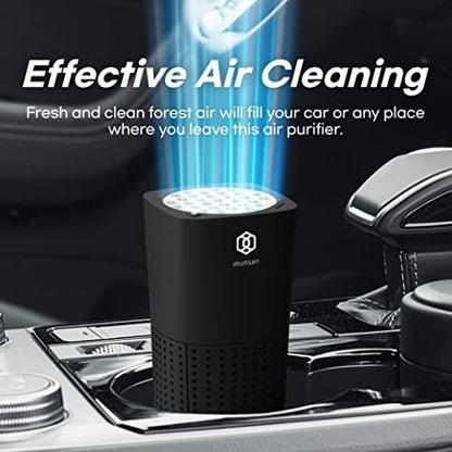 IMUNSEN M-003B True HEPA 13 Filter Air Purifier for Car, Desk, and Office with Carbon Deodorization Filter, 4-Stage Filtration, Smoke, Odors, Allergens, USB Port 5V, Made in Korea - Black