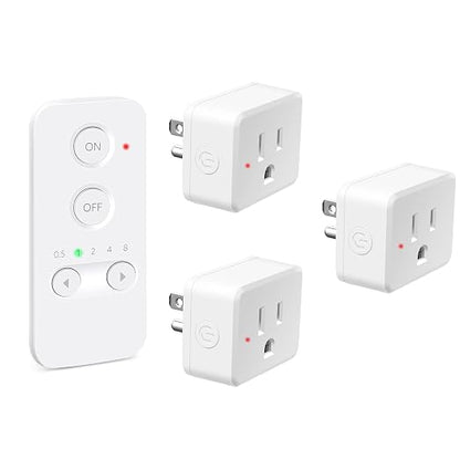 NineLeaf Programmable Remote Timer Switch & Wireless Outlet Plug, 500ft Range Plug in Light Switch, 15A/1500W Wall Mounted On/Off, No Wiring Needed for Fans, Christmas Lights, 1Remote 3Outlets