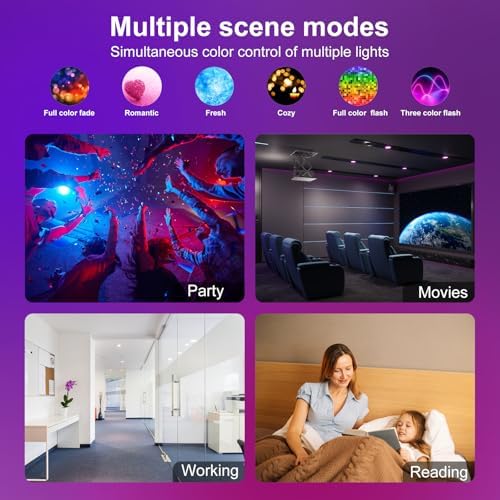 Color Changing LED Can Lights,12Pack Retrofit LED Recessed Lighting 5/6inch,13W 1050LM Smart Recessed Can Lights,Compatible with Alexa,Bluetooth APP Control,for Bedroom Kitchen Living Room