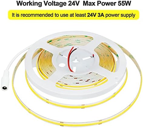 24V COB LED Strip Light Cool White 6000K 2400LEDs 16.4ft/5M 4500lm