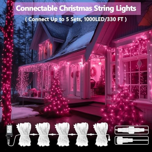 200 LED Connectable String Lights, 66FT Christmas Lights Outdoor Indoor