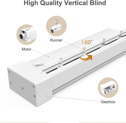 Smart WiFi Motorized Vertical Blind Motor Track Kit for Sliding Glass Doors, 2.5N.m Heavy Duty Electric Curtain Rail, Compatible with Alexa & Google Home (4.0 Meters (157.4 inches))