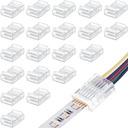 Flutesan 20 Pcs 6 Pin 12 mm LED Strip Connector RGB Lights