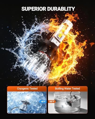 SEALIGHT 70000LM Super Bright H4 Bulbs, 6500K Cool White Fog Bulbs, 70000+ Hours Lifespan Powersport Bulbs with 15000RPM Cooling Fan, Plug-N-Play, Pack of 2