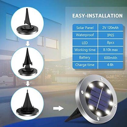 OULONGER 4.6inch Solar Ground Lights, Garden Solar Outdoor Waterproof Pathway Bright In-Ground Landscape Lights for Patio, Lawn, Yard, Driveway, Step and Walkway(White Light 12Packs)