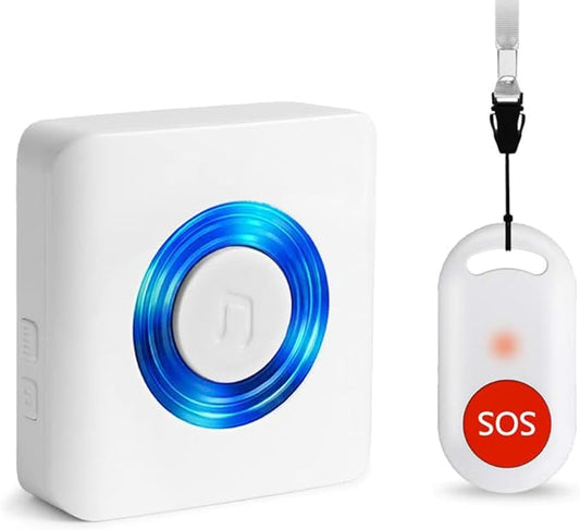 Caregiver Pager Wireless Call Button Nurse Alert System for Home/Elderly/Patient/Disabled One Call Button One Receiver