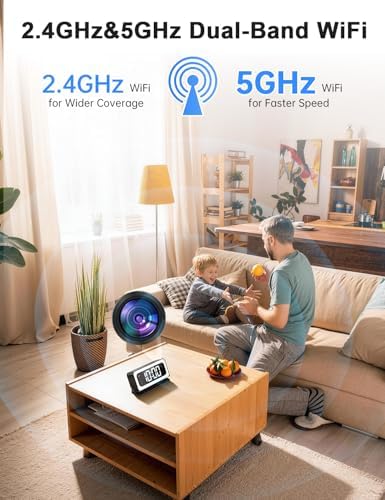 2K Alarm Clock Camera,5G&2.4G WiFi Wireless Indoor Camera Clock,Cameras for Home Security,AI Human Detection,Color Night Vision for Home,pet Camera