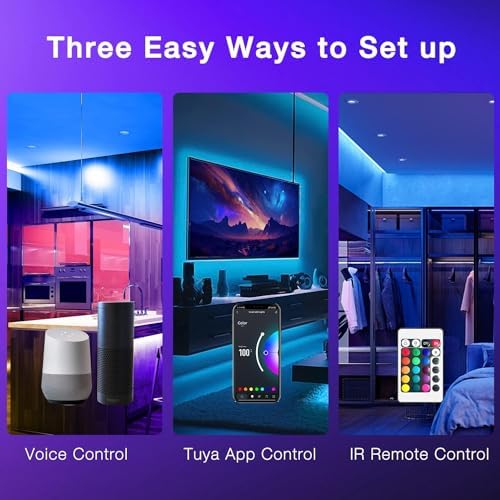 DAYBETTER Smart WiFi Led Lights, Phone App Controlled, Compatible with Alexa and Google Assistant, Timer Schedule, RGB Strip Color Changing Décor for Bedroom Party Kitchen, 25ft