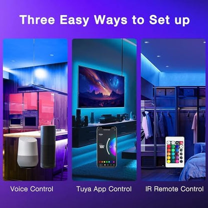 DAYBETTER Smart WiFi Led Lights, Phone App Controlled, Compatible with Alexa and Google Assistant, Timer Schedule, RGB Strip Color Changing Décor for Bedroom Party Kitchen, 25ft