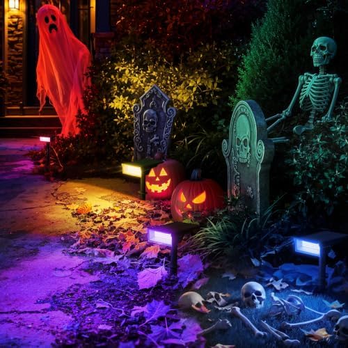 Consciot Solar Spot Lights Outdoor, Halloween Lights, 170° Wide Beam