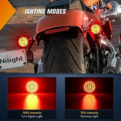 Nilight LED Turn Signal Rear Brake Running Lights for Harley Davidson Dyna