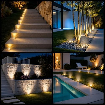 OULONGER 4.6inch Solar Ground Lights, Garden Solar Outdoor Waterproof Pathway Bright In-Ground Landscape Lights for Patio, Lawn, Yard, Driveway, Step and Walkway(Warm Light 16Packs)