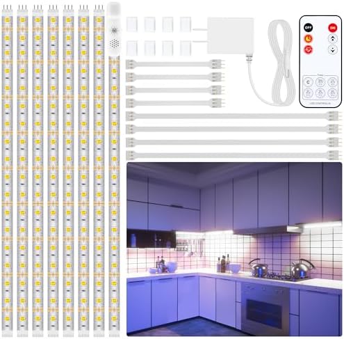 LAFULIT 8 PCS 20in Under Cabinet Lighting Kit, 6000K