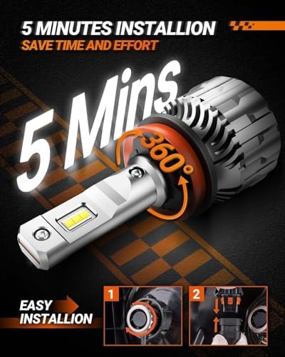SEALIGHT S6 H11 Bulbs, 70000LM H8/H9 Bulbs With Cooling Fan，6500K Cool White H8/H9 LED Bulbs, 70000Hrs Lifespan Canbus Ready Bulbs, Pack of 2