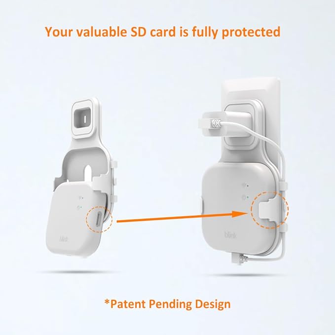 AutoSonic All-New Mount Compatible with Blink Sync Module XR | Outlet Wall Holder Mounting Bracket Accessories | USB-C Cable Included | White