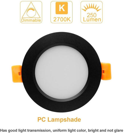 YGS-Tech 2 Inch LED Recessed Lighting, Dimmable Downlight 3W(35W Halogen Equivalent), CRI80, 2700K Ultra Warm White Ceiling Light with LED Driver(10 Pack)