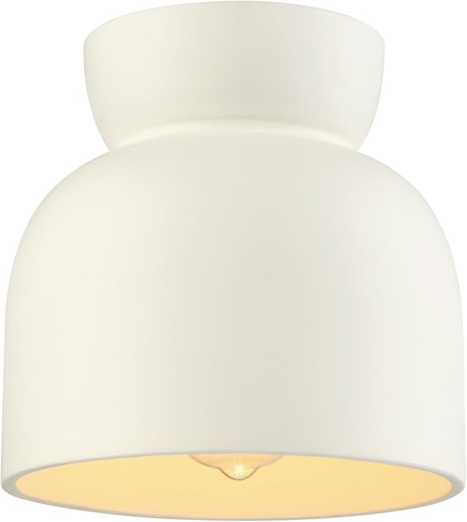 Globe Electric 66000149 1-Light Flush Mount Ceiling Light, Cannoli Cream, Ceramic Effect Shade, Kitchen, Home Improvement, Hallway, Front Door, Entry, Dimmable