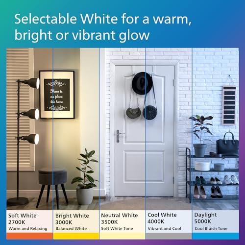 PHILIPS LED 75W A19 Light Bulbs 4-Pack Selectable White Multi-CCT 1100 Lumen (11W = 75W) Dimmable Frosted Flicker-Free Light Bulbs