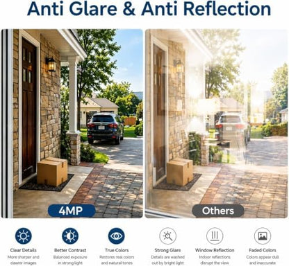 Rraycom 2.5K Window Camera Wireless 2Pack,6S Pre-Roll, Dual-Band 5G/2.4GHz WiFi Indoor Cameras for Home Security, Anti-Glare Color Night Vision, AI Human&Motion Detection, Magnetic No Drill Setup