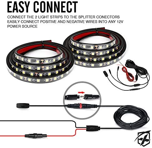 Xprite 2PCS 60" Red LED Truck Bed Lights Strip Kit with On/Off Switch