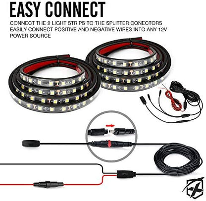 Xprite 2PCS 60" Red LED Truck Bed Lights Strip Kit with On/Off Switch
