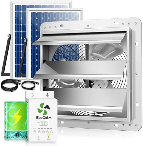 Solar Exhaust Fan for Greenhouse with Smart Thermostat and Battery