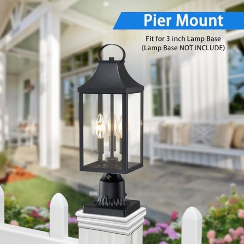 18.62'' Dusk to Dawn Post Light Outdoor, Large 3-Light Lamp Post Light