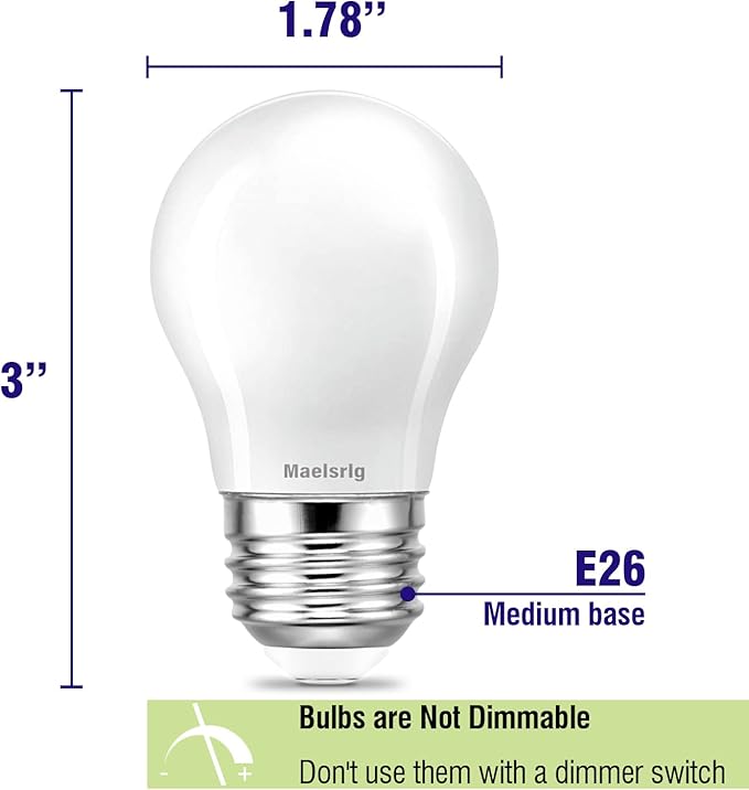 LED Appliance Bulb, 40W Equivalent, Range Hood Light Bulbs, Soft White 2700K, 5W 500 Lumens, Non-Dimmable, E26 Base, Refrigerator Light Bulb, A15 Frosted, Pack of 2, Freezer Fridge Light Bulb