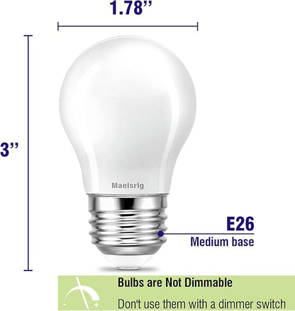 LED Appliance Bulb, 40W Equivalent, Range Hood Light Bulbs, Soft White 2700K, 5W 500 Lumens, Non-Dimmable, E26 Base, Refrigerator Light Bulb, A15 Frosted, Pack of 2, Freezer Fridge Light Bulb