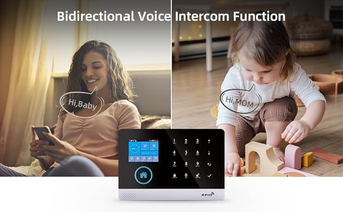 YBJ WiFi Home Security Alarm System, DIY 4G Smart Home Security System, Compatible with Wireless 433MHz Motion detectors, Door/Window sensors, and Sirens, Supports Amazon Alexa.