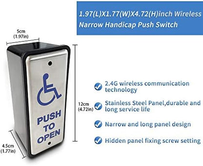Olideauto Handicap Push Button Door Opener,Auto Door Opener with Wireless Narrow Stainless Steel Handicap Push Buttons Olide-511 and 550lbs Fail Security Electric Strike