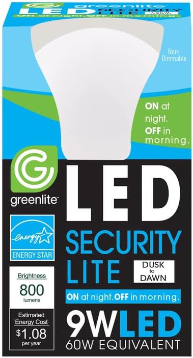 Greenlite A19 E26 (Medium) LED Dusk to Dawn Bulb Bright White 60 Watt Equivalence 1 pk - Case of: 1;