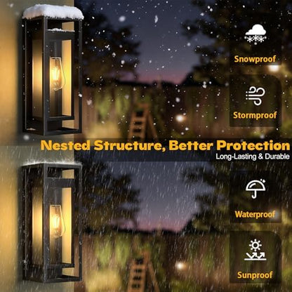15" Outdoor Wall Lights 2 Pack Large Exterior Lighting Fixtures