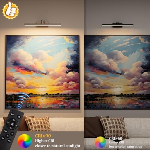 Picture Lights for Wall, 13.8in, Brown, 4000mAh, Rechargeable, RF Remote