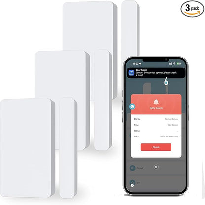 3 Packs Smart Door Window Sensor, Mini Door Sensor for Smart Home, Works with APP,Group Control Devices